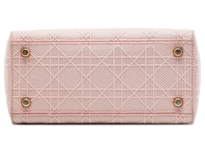 Dior Pink Medium Embroidered Canvas Cannage Lady D Lite Rosa - vista 3