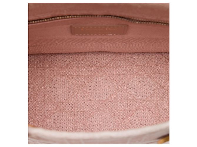 Dior Pink Medium Embroidered Canvas Cannage Lady D Lite Rosa - vista 4