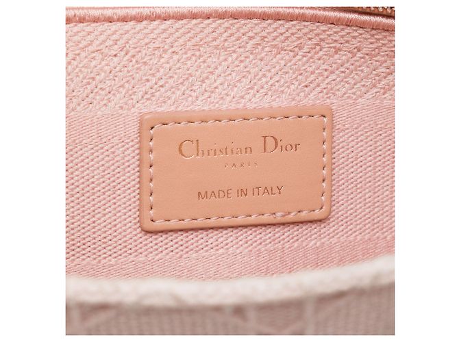Dior Pink Medium Embroidered Canvas Cannage Lady D Lite Rosa - vista 5