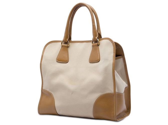 Bolso Prada de lona Canapa con ribetes de Saffiano beige - vista 2