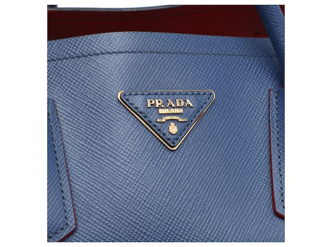 Prada Blue Large Saffiano Cuir Double Satchel - vista 5