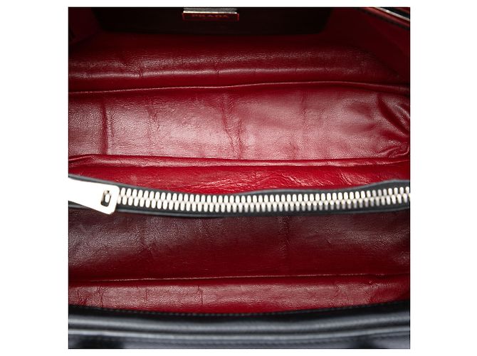 Prada Borsa Satchel Twin in Pelle Saffiano Nera con Chiusura Turnlock Nero - vista 4