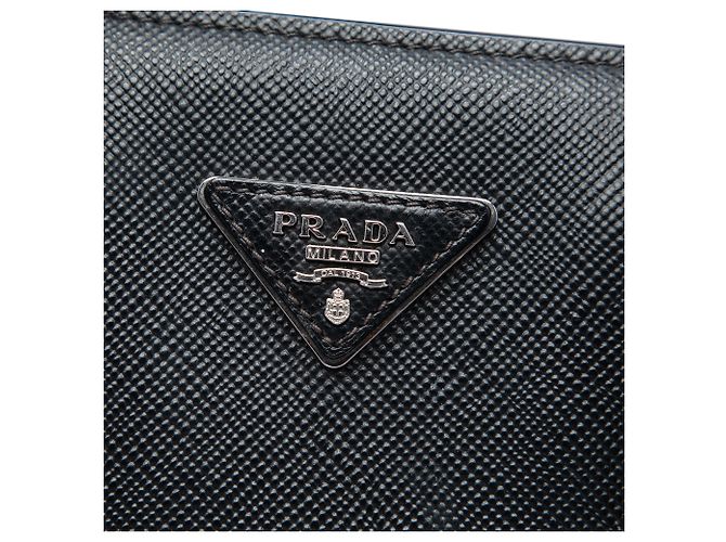 Prada Borsa Satchel Twin in Pelle Saffiano Nera con Chiusura Turnlock Nero - vista 5