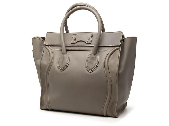 Céline Celine Mini Luggage Tote aus glattem Kalbsleder grau Braun - Ansicht 2