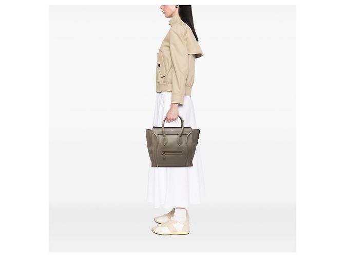 Céline Celine Mini Luggage Tote aus glattem Kalbsleder grau Braun - Ansicht 6