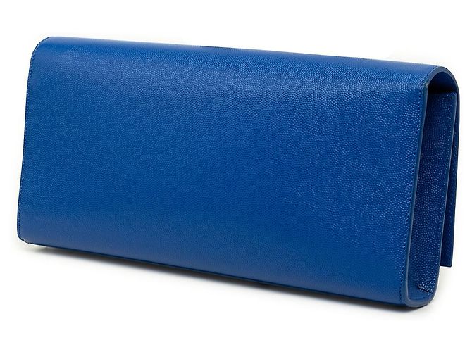 Clutch Saint Laurent Blue Grain de Poudre Monogram Cassandre - vista 2