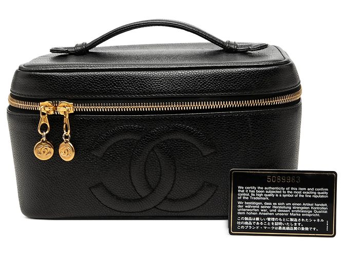 Borsa Vanity Chanel Black CC Caviar Nero - vista 7