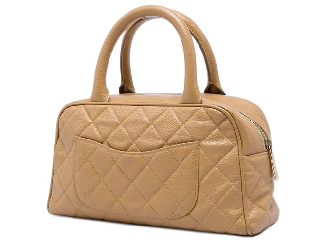 Borsa Bowling Chanel CC Matelassé in Pelle Caviar Marrone Marrone chiaro - vista 2