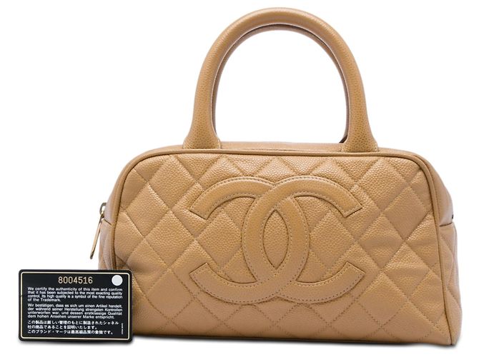 Borsa Bowling Chanel CC Matelassé in Pelle Caviar Marrone Marrone chiaro - vista 6