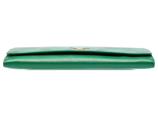 Portafoglio con catena Prada Green Saffiano Lux Verde - vista 3