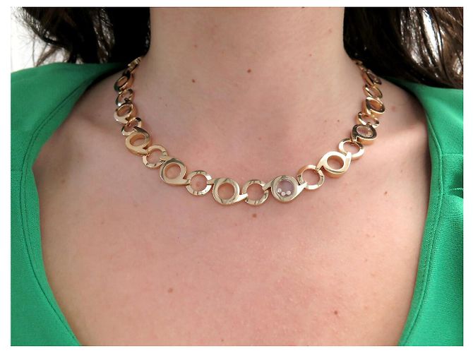 COLLANA VINTAGE CHOPARD HAPPY DIAMONDS 6469 45CM IN ORO GIALLO 18K 72.1GR D'oro - vista 11