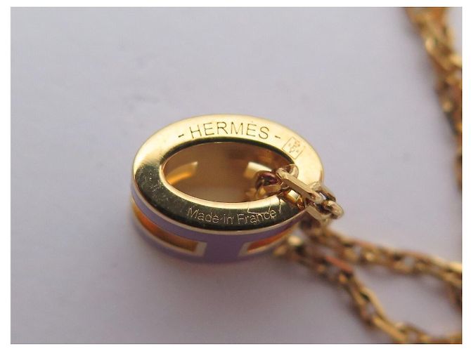 Hermès NUEVO COLLAR HERMES POP H MINI CADENA DORADA COLGANTE LACA VIOLETA Púrpura - vista 5