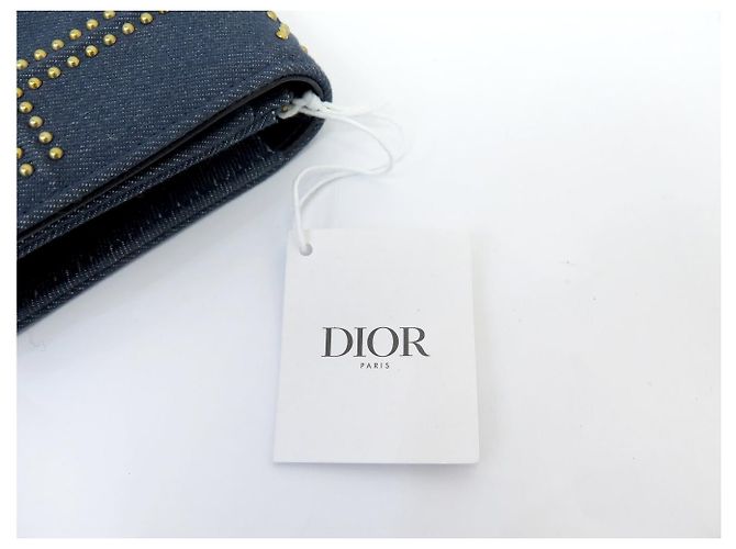 Christian Dior BORSA A MANO DIOR DIORAMA NUOVA IN CANVAS DENIM BLU WALLET ON CHAIN - vista 15