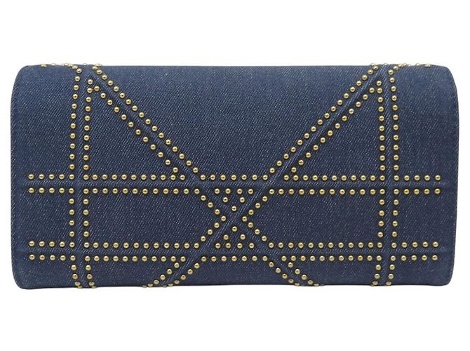 Christian Dior BORSA A MANO DIOR DIORAMA NUOVA IN CANVAS DENIM BLU WALLET ON CHAIN - vista 2