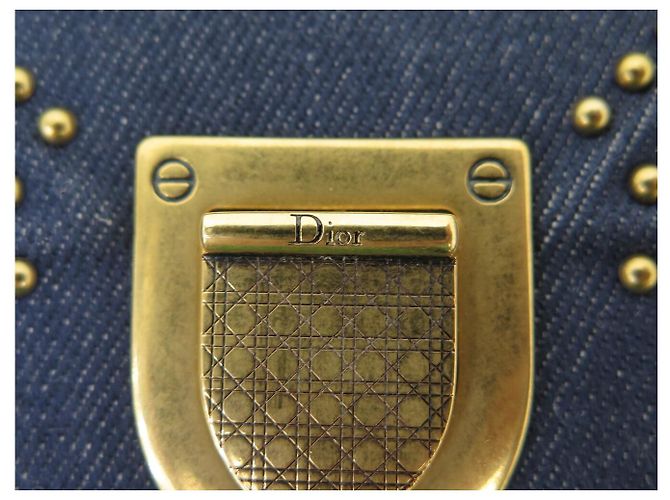 Christian Dior BORSA A MANO DIOR DIORAMA NUOVA IN CANVAS DENIM BLU WALLET ON CHAIN - vista 6