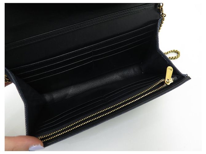 Christian Dior BORSA A MANO DIOR DIORAMA NUOVA IN CANVAS DENIM BLU WALLET ON CHAIN - vista 9