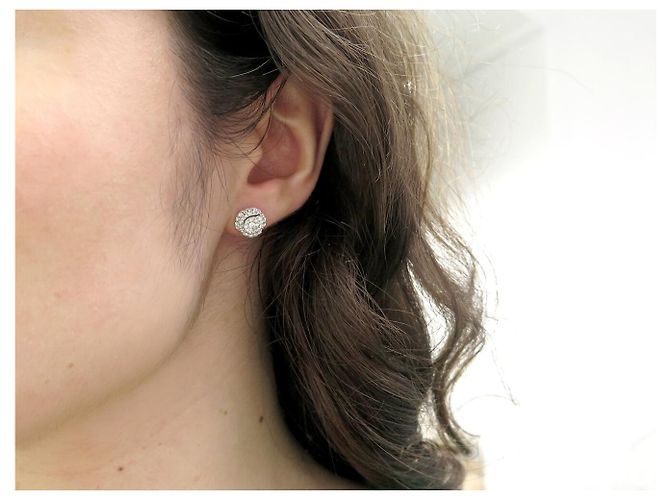 NUOVI ORECCHINI DIOR ROSE COUTURE 70 DIAMANTI ORO BIANCO 18K 6.8GR Argento - vista 17