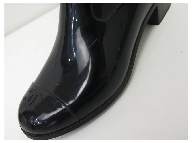 CHANEL SCHUHE CAMELIA REGENSTIVEL 37 SCHWARZER GUMMI BOOTS SHOES - Ansicht 11