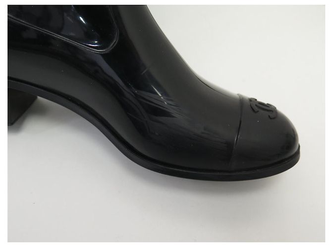 CHANEL SCHUHE CAMELIA REGENSTIVEL 37 SCHWARZER GUMMI BOOTS SHOES - Ansicht 12
