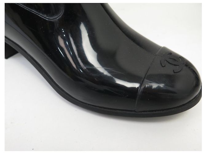 CHANEL SCHUHE CAMELIA REGENSTIVEL 37 SCHWARZER GUMMI BOOTS SHOES - Ansicht 14