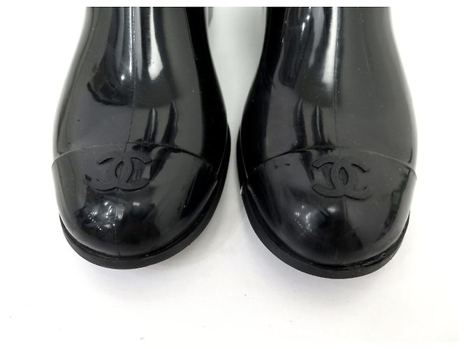 CHANEL SCHUHE CAMELIA REGENSTIVEL 37 SCHWARZER GUMMI BOOTS SHOES - Ansicht 4
