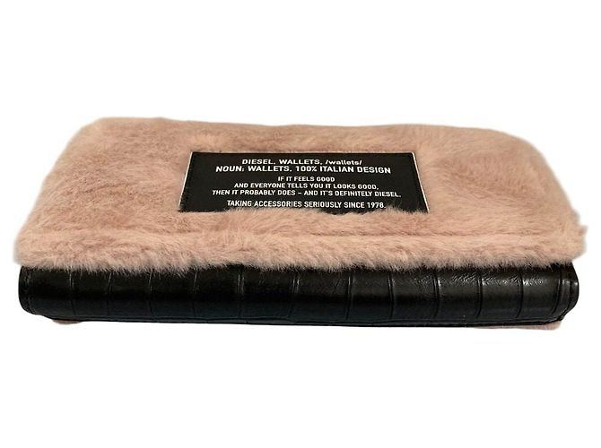 Autre Marque Cartera larga de cuero Diesel Negro Rosa - vista 6