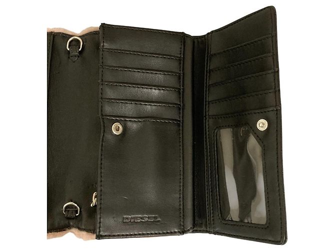 Autre Marque Cartera larga de cuero Diesel Negro Rosa - vista 8