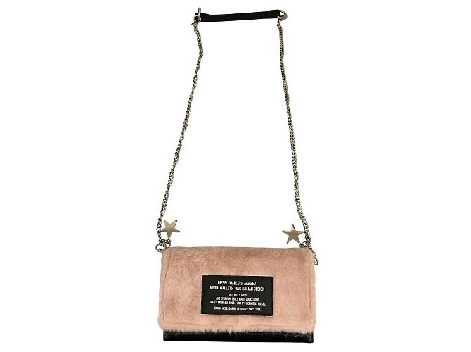 Autre Marque Cartera larga de cuero Diesel Negro Rosa - vista 9