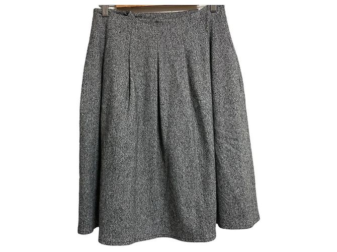 Autre Marque Falda de tweed Rene con botones de flor de lana Castaño - vista 2