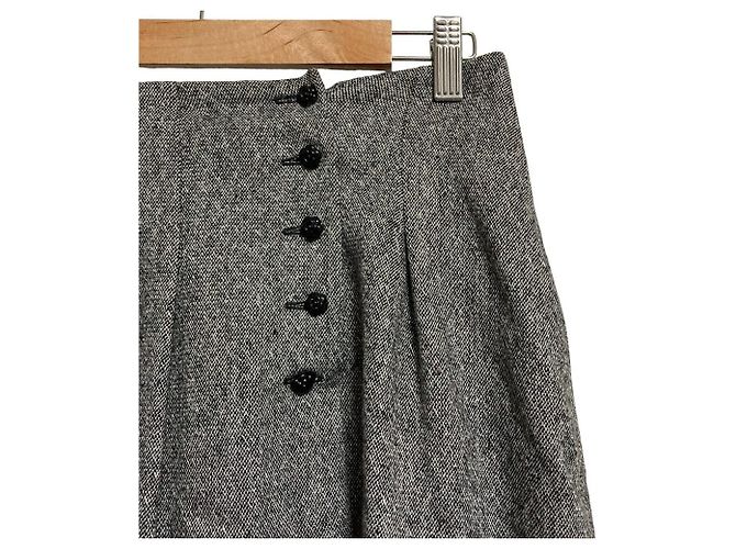 Autre Marque Falda de tweed Rene con botones de flor de lana Castaño - vista 3