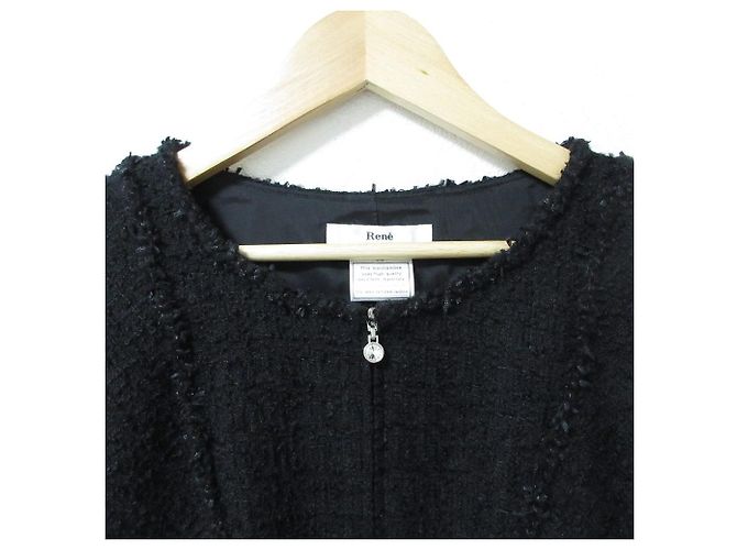 Autre Marque Vestido de tweed de lana Rene Negro - vista 3