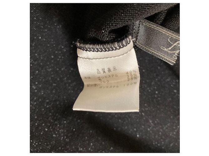 Autre Marque Leilian Mesh-Blumen-Lamé-Strickpullover Schwarz - Ansicht 7