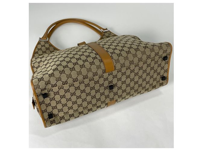 Borsa a Tracolla Gucci Linea Jackie Motivo GG Marrone Beige - vista 2