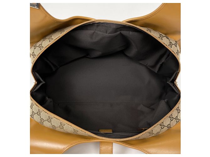 Borsa a Tracolla Gucci Linea Jackie Motivo GG Marrone Beige - vista 7