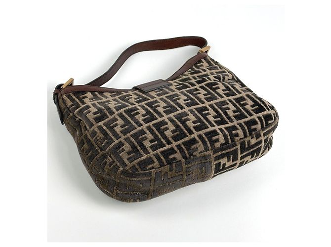 Bolsa de ombro Fendi marrom com padrão Zucca - vista 2