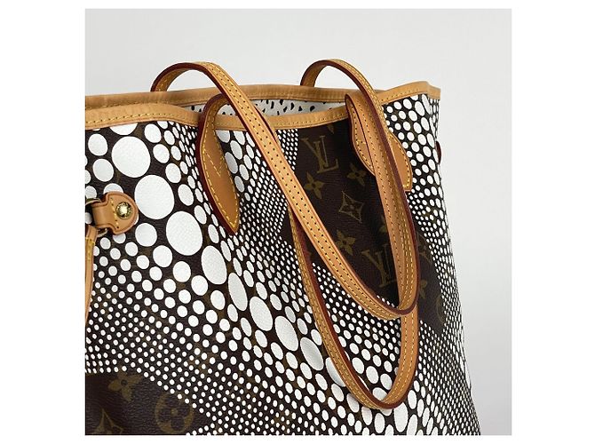 Borsa Tote Louis Vuitton Neverfull MM Marrone Bianco - vista 7