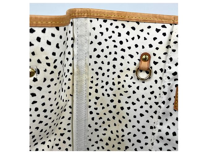 Borsa Tote Louis Vuitton Neverfull MM Marrone Bianco - vista 8