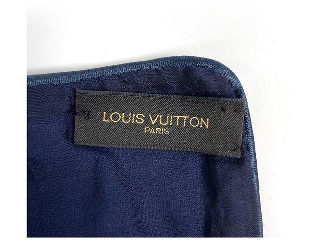 Louis Vuitton Monogram Schal aus Samt, Rayon und Seide Marineblau - Ansicht 5