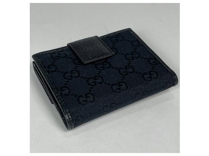 Cartera bi-fold Gucci en lona GG negra Negro - vista 2