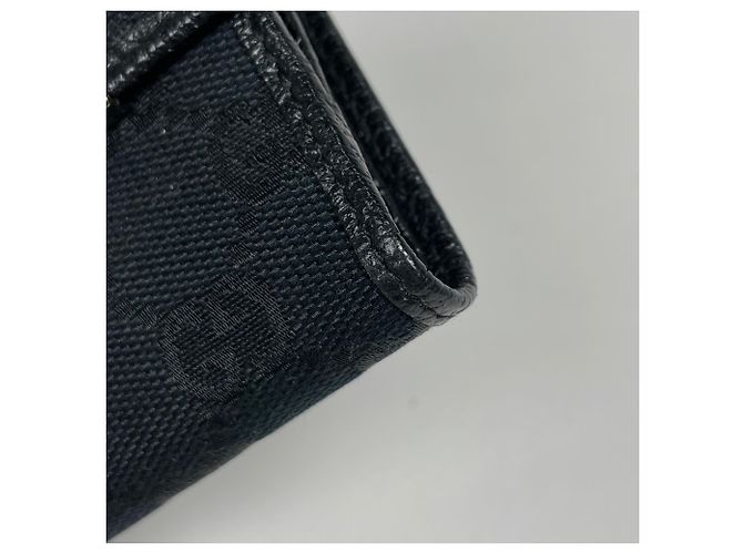 Cartera bi-fold Gucci en lona GG negra Negro - vista 3