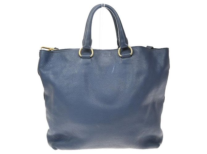 Borsa Shopper Convertibile Prada Vitello Daino Large Blu navy - vista 2