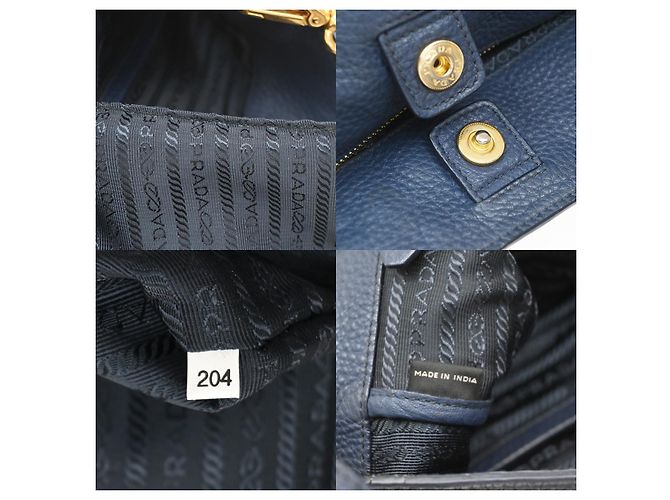 Borsa Shopper Convertibile Prada Vitello Daino Large Blu navy - vista 6