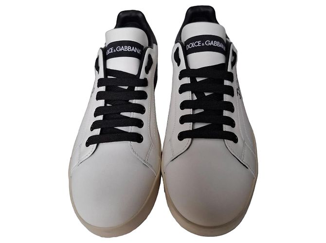 Dolce & Gabbana Sneakers Portofino Nero Bianco Beige - vista 2