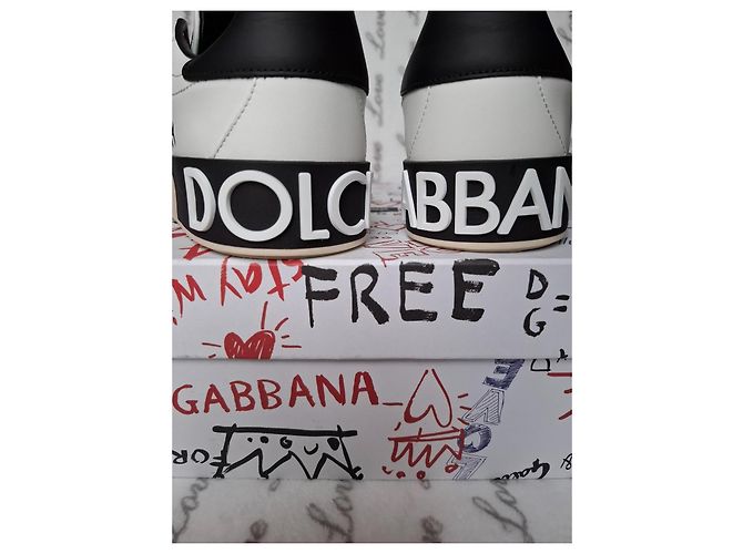 Dolce & Gabbana Sneakers Portofino Nero Bianco Beige - vista 4