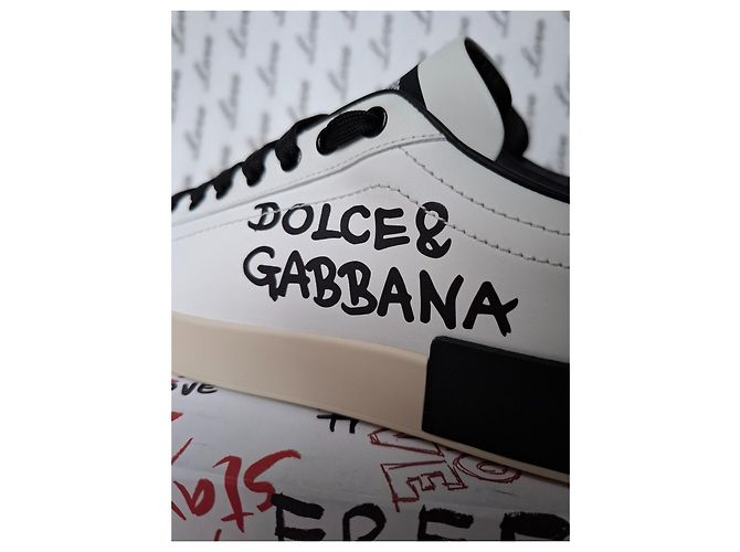 Dolce & Gabbana Sneakers Portofino Nero Bianco Beige - vista 6