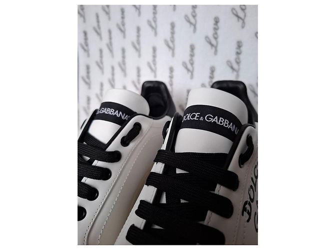 Dolce & Gabbana Sneakers Portofino Nero Bianco Beige - vista 7