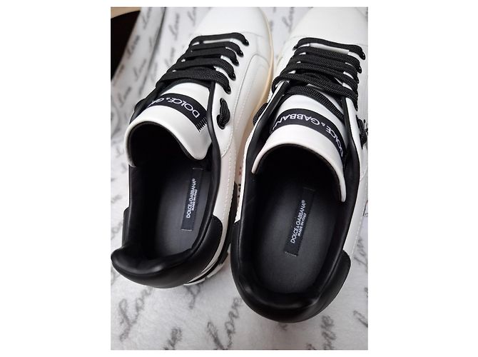 Dolce & Gabbana Sneakers Portofino Nero Bianco Beige - vista 8