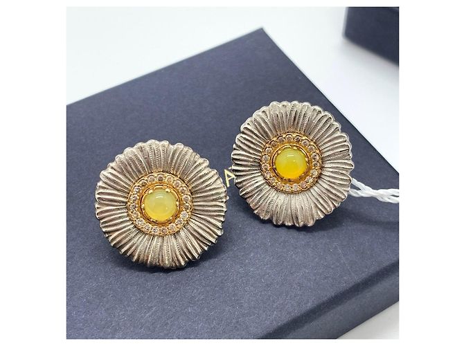 Buccellati Blossoms Ohrringe aus Silber, Diamanten und Karneol - Ansicht 7