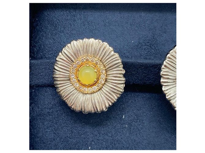 Buccellati Blossoms Ohrringe aus Silber, Diamanten und Karneol - Ansicht 8