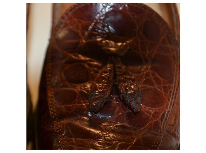Mocassini Salvatore Ferragamo in coccodrillo marrone - vista 3